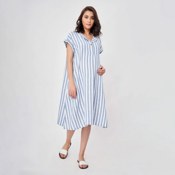 https://www.fineclothes.in/products/blue-striped-maternity-shirt-midi-dress