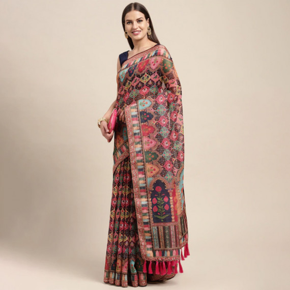https://www.fineclothes.in/products/peach-coloured-multicoloured-kalamkari-sequinned-linen-blend-block-print-saree